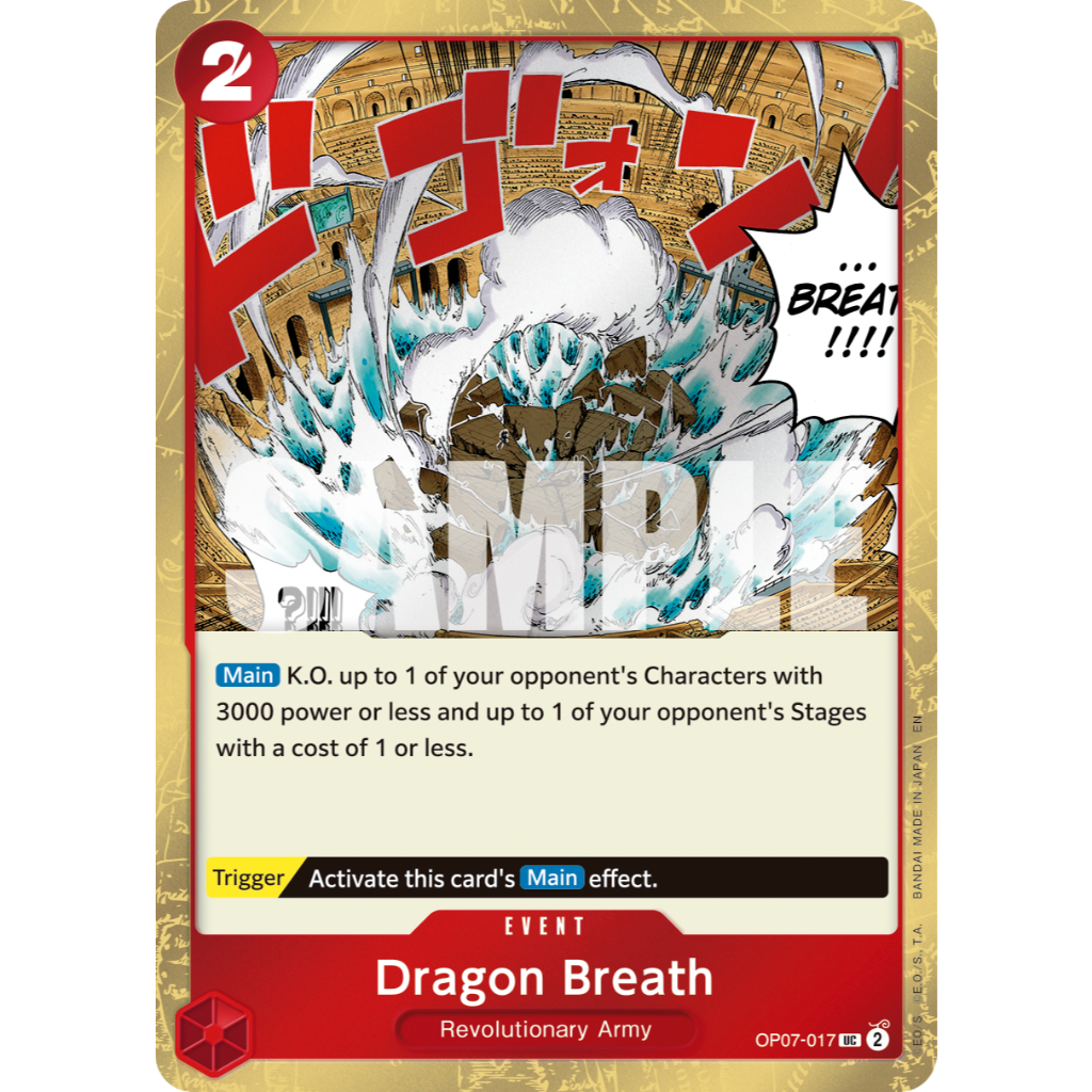 ENGLISH & JAPANESE VERSION PRB2 PRB02 OP07-017 UC EVENT Dragon Breath