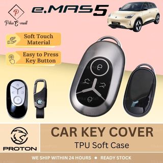 Proton e.MAS 5 Key Cover Charcoal Black Car Key Case Holder Sarung Kunci Kereta Proton emas 5