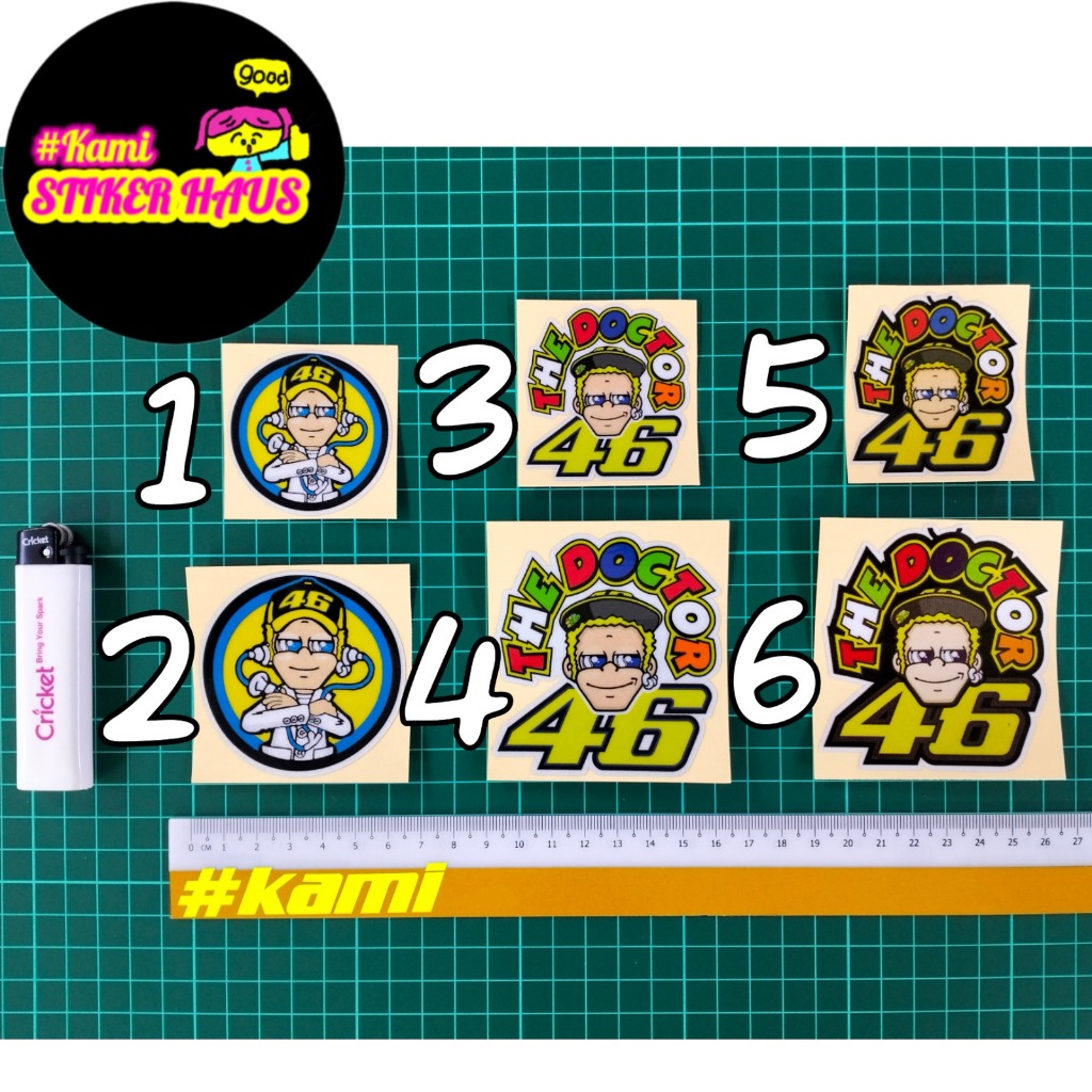 46 / The Doctor / Vr46 Rossi Sticker Kecil Printing & Metallic & diecut 46 vr46 thedoctor
