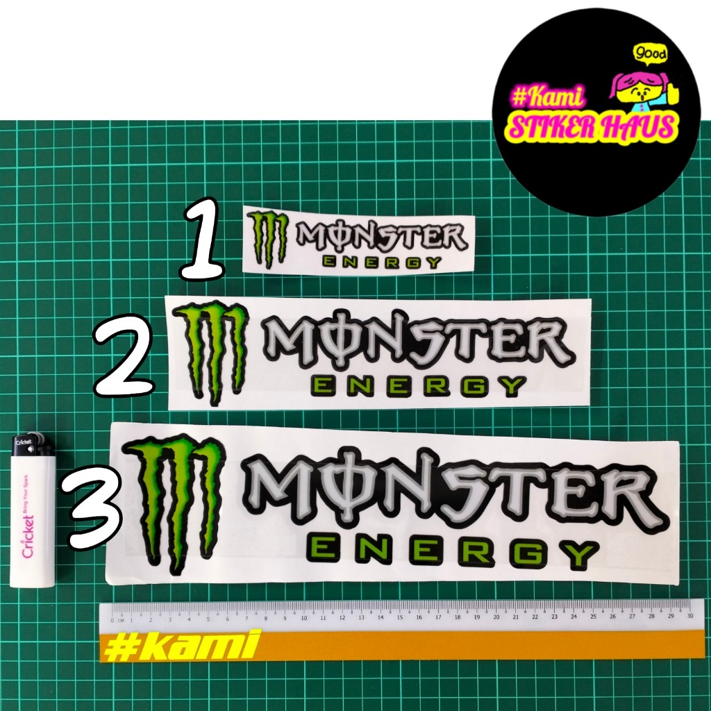 Monster Energy Sticker สะท้อนแสง 3M พิมพ์ Stiker Diecut Pantulan Kaya Super Bright กันน้ํา Monster W