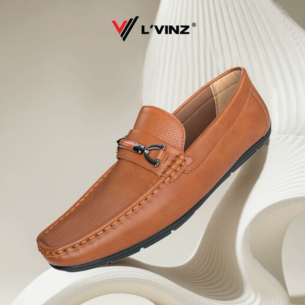 LVINZ Men Slip On PU Leather Loafer Shoes L-8090 Kasut Loafer Lelaki