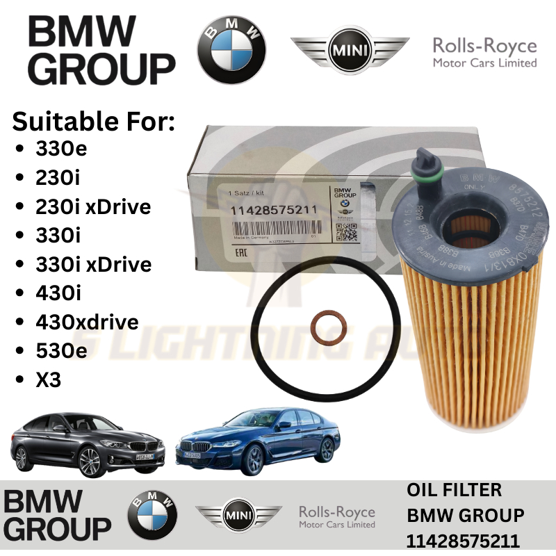 (11428575211) กรองน้ํามันเครื่อง BMW F10/F20/F30 330e/230i xDrive/330i/330i xDrive/430i/430xdrive/53