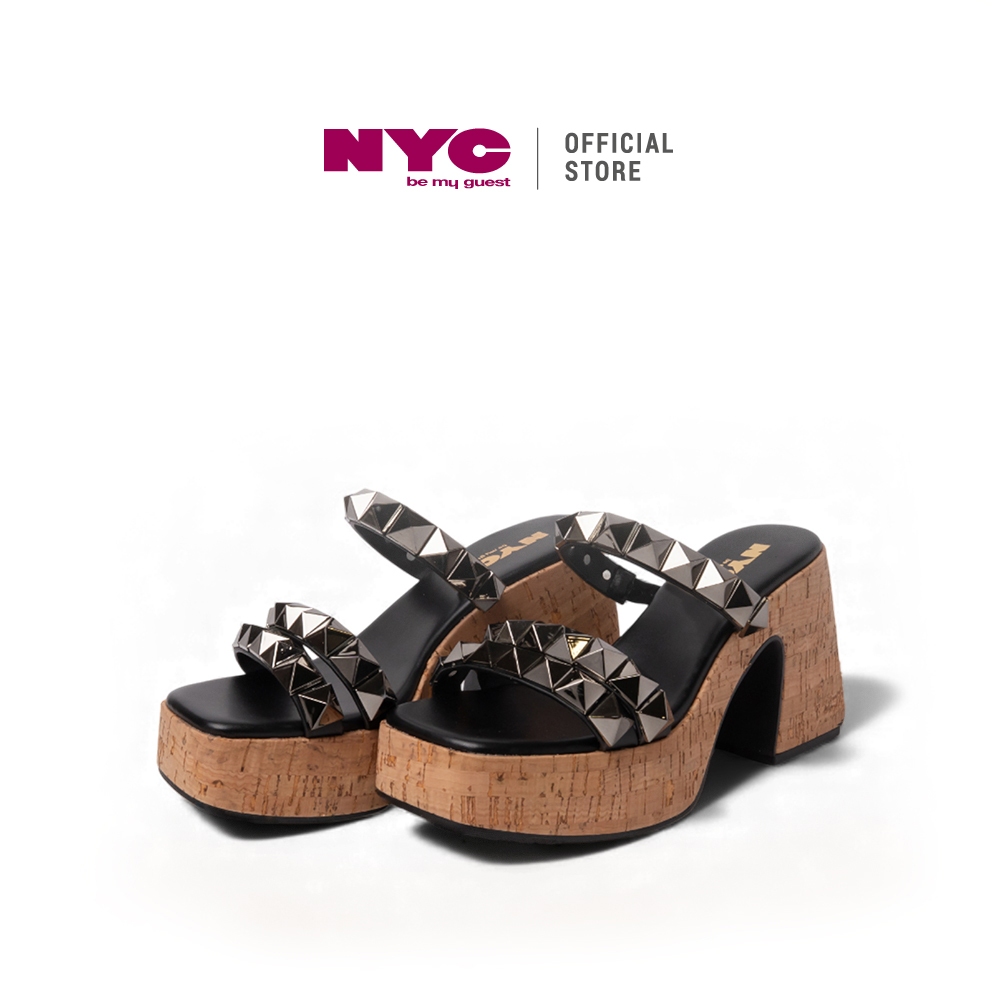 NYC Ladies Audre Heeled Sandals -N72507-CV01SV-1-BLACK