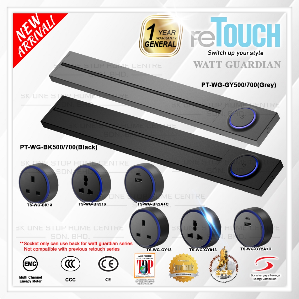 (LATEST 2025) Retouch Power Track WATT GUARDIAN Surface (Full Aluminium Bar / Overload Protection) P