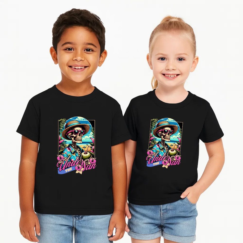 Unisex Budak THE UNDER SUN Design เสื้อยืด "ผ้าฝ้าย 100% Unisex แขนสั้นรอบคอเด็ก Tee DTF พิมพ์ขนาด 1