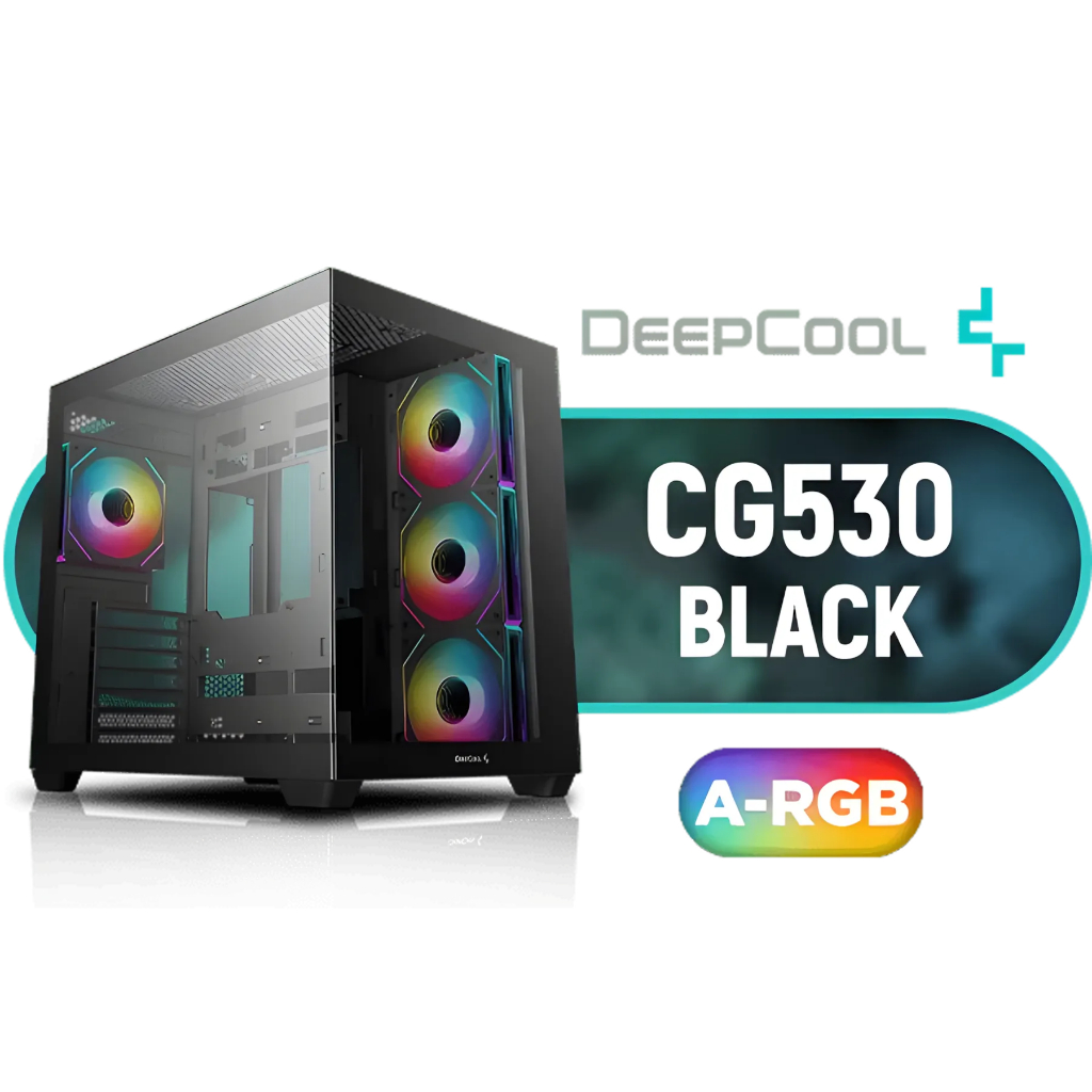 DEEPCOOL CG530 4F (เคสพีซีสําหรับเล่นเกม MATX สีดํา/ขาวพร้อมพัดลม ARGB 4 ตัว | CG580 (ดํา/ขาว) - NO 