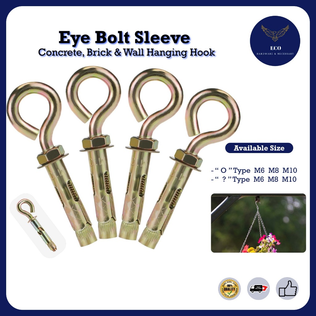 M6 M8 M10 Spru Cangkuk Dinding Anchor Eye Bolt O Type ? Type Sheep Eye Bolt Wall Plug Anchor