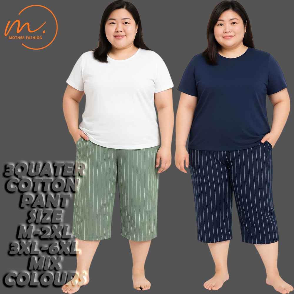 3QUATER SLEEPING PANT STRIP/PRINTED/PELAIN 100% COTTON (SIZE M-6XL)