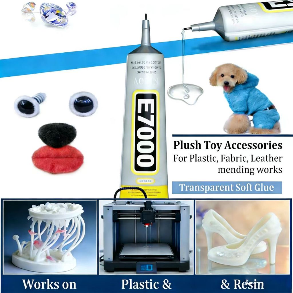 E7000 กาวโปร่งใสอเนกประสงค์สําหรับหน้าจอโทรศัพท์ผ้า DIY โครงการ