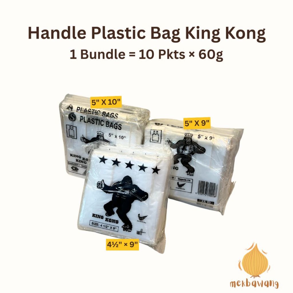 10 Pkts  60g Handle Plastic Bag Cap King Kong / Transparent T-Shirt Bag / Plastik Tangkai (4½9, 510)