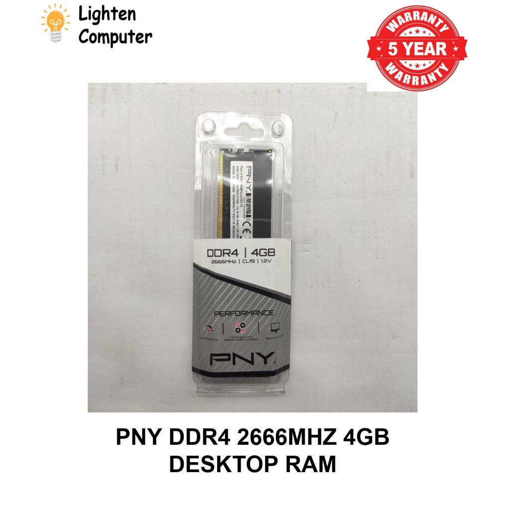 ใหม่ PNY DDR4 2666MHz 4GB PC4 2666 DESKTOP RAM DIMM RAM