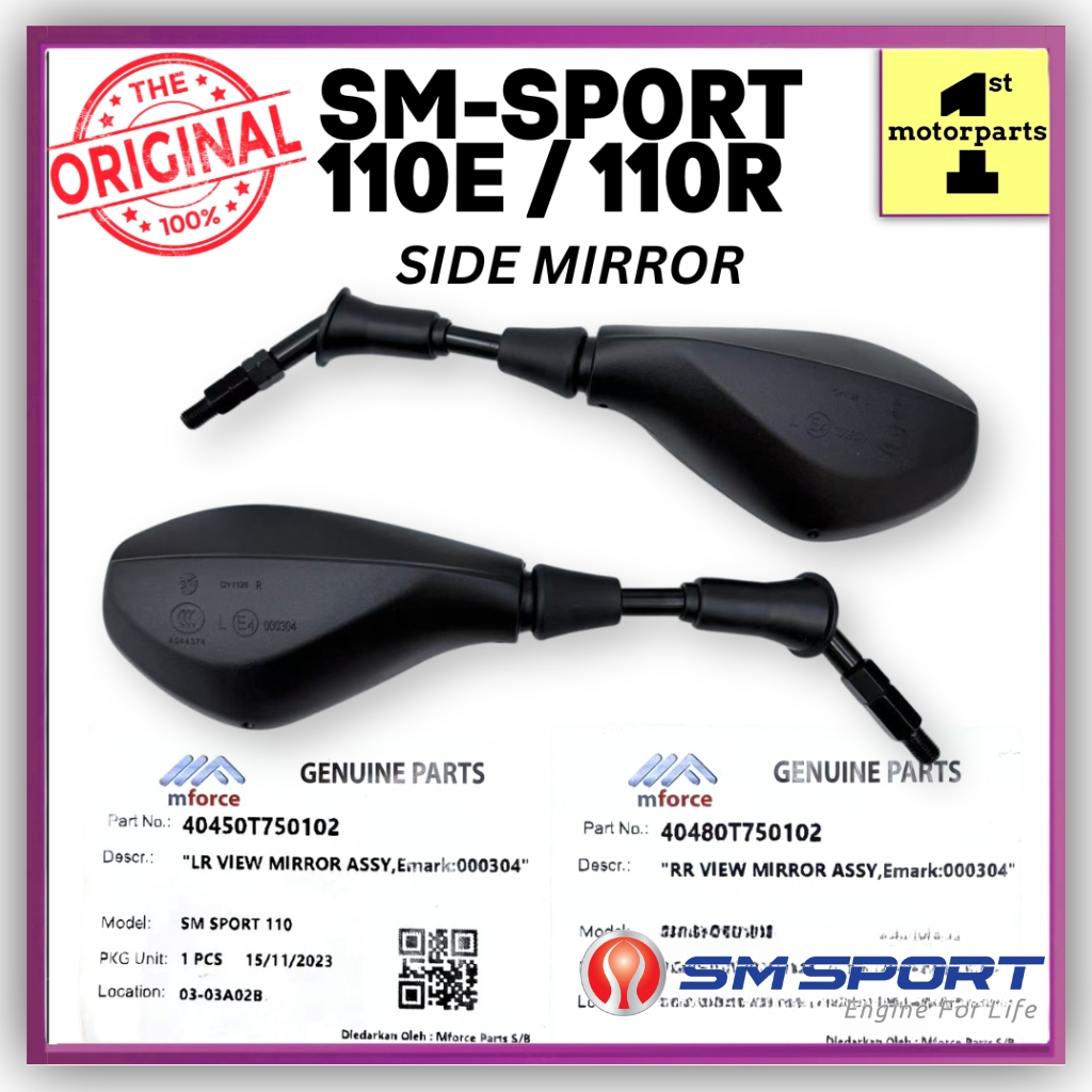 SM SPORT 110E / 110R N1 [1 ชุด] กระจกมองข้าง วิวาห์ CERMIN SISI ซ้าย ขวา KIRI KANAN