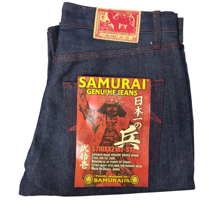 Samurai Jeans Kepala Kain Button Fly Benang Merah 13oz กางเกงยีนส์ Selvedge