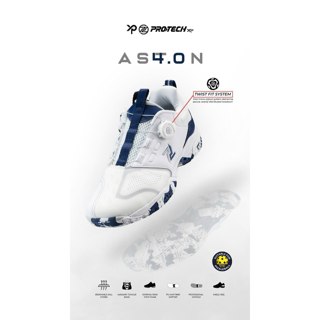 PROTECH ASTON 4.0 Advanced Badminton Pickleball Court Shoes Predator Pro (เหมาะสําหรับเท้ากว้าง)