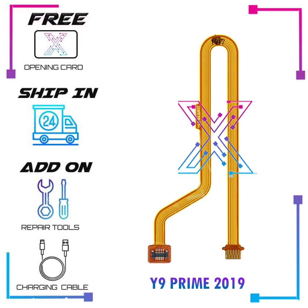 ริบบิ้นลายนิ้วมือสําหรับ Y9 PRIME 2019 STK-L21 STK-L22 STK-LX3 - สาย Flex คุณภาพ