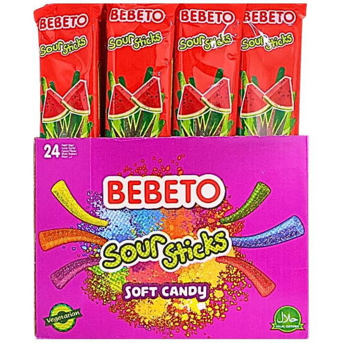 Bebeto Sour Sticks Soft Candy ( 12 ชิ้น ,6 ชิ้น ,3 ชิ้น ) ขนมเปรี้ยว