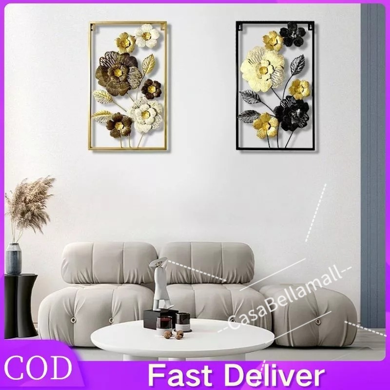 40x60 ซม.กรอบโลหะดอกไม้สีดําทองสีขาวองค์ประกอบสีตกแต่งผนัง/ดอกไม้ WALL FRAME เหล็ก meta