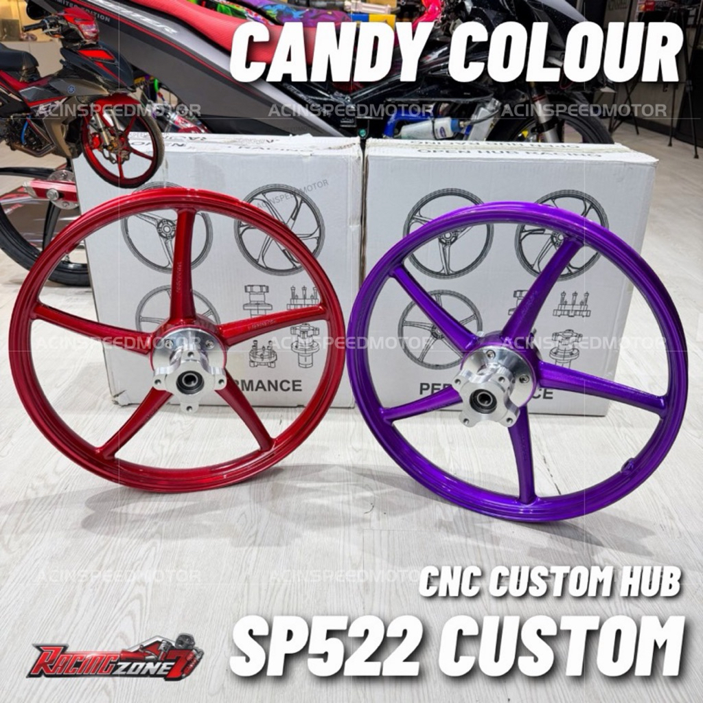 CANDY COLOUR SP522 Custom Hub Y15ZR/Y16 / SP522 Custom Candy สีแดงสีม่วงสีฟ้า SP522 ขอบที่กําหนดเองเ