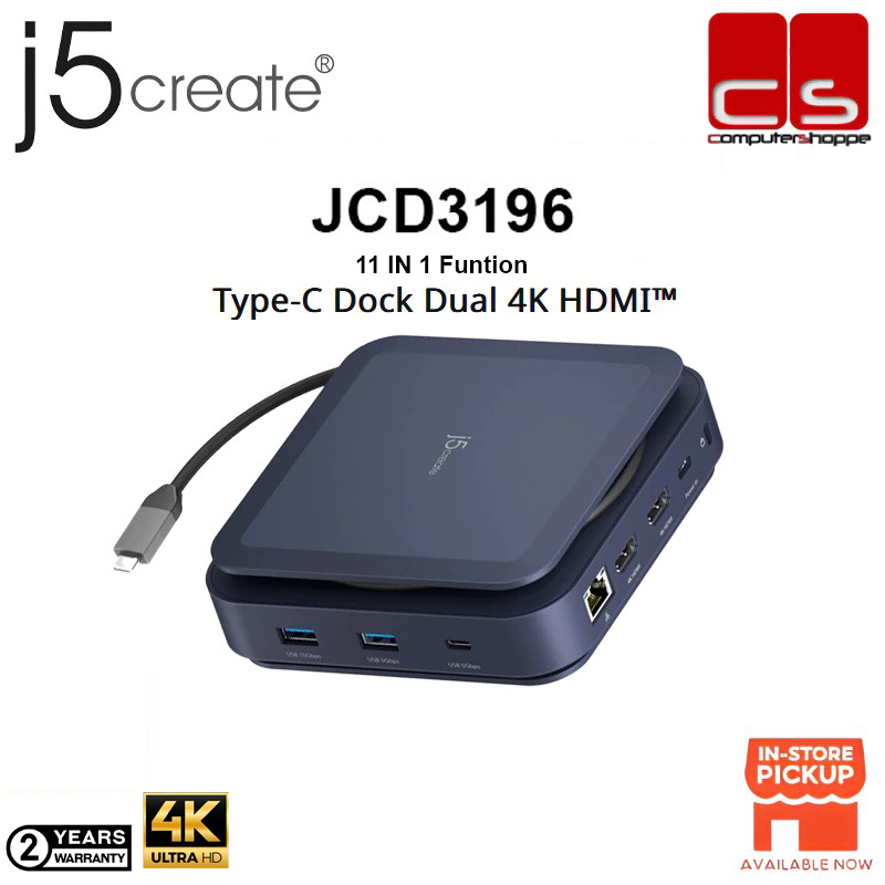 J5CREATE JCD3196 (JCD3196 Type-C Dock Dual 4K HDMITM) 11 IN 1 FUNCTIONS