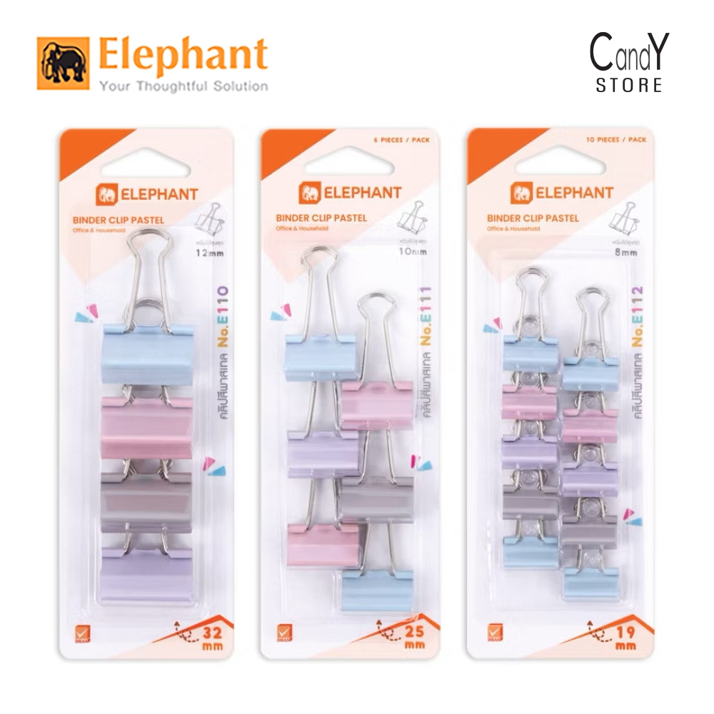 Elephant Binder Clip Pastel No. E110 / E111 / E112