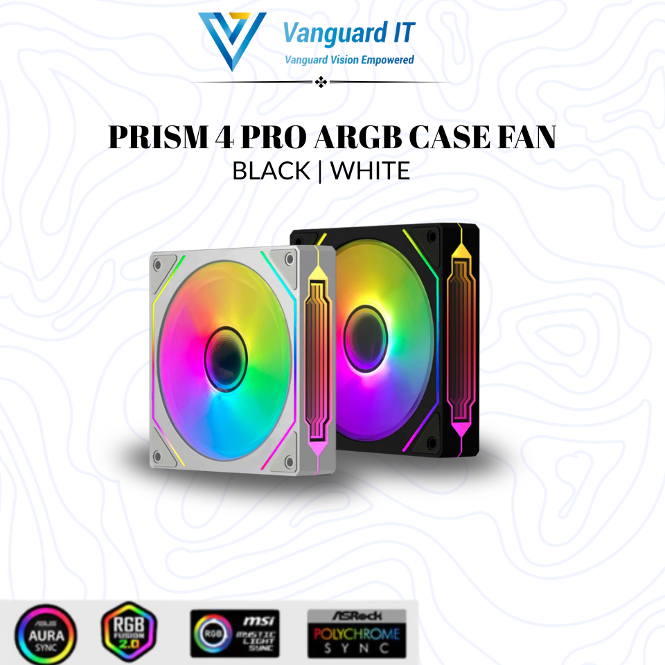 PRISM 4 PRO ARGB CASE พัดลมสีดํา/WHITEV ARGB 3Pin 12CM พัดลมปลอก PWM 4PIN