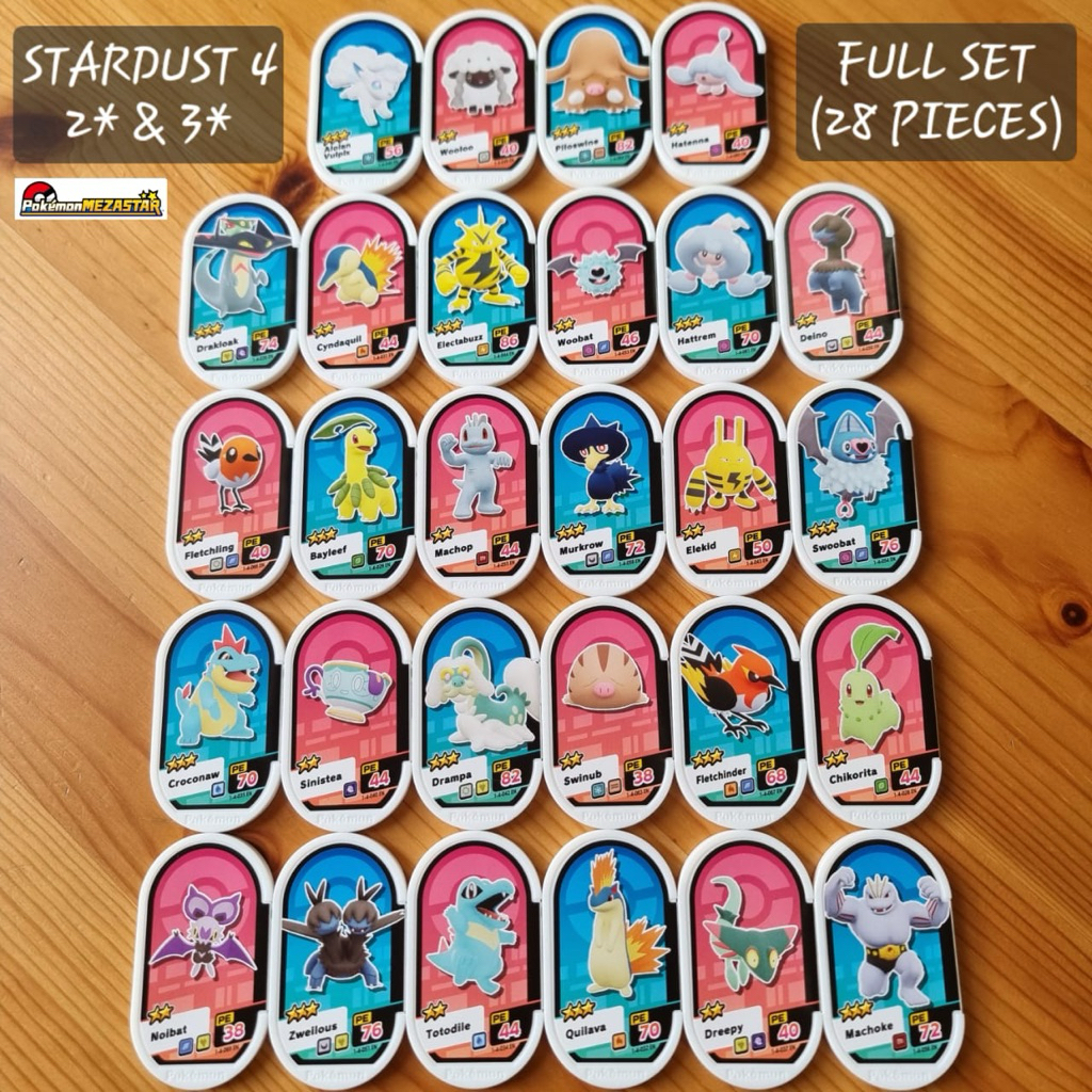 Pokemon Meezastar Stardust 4 (MY/SG/HK/ID) FULL SET 2 Stars & 3 Stars - 28 ชิ้น