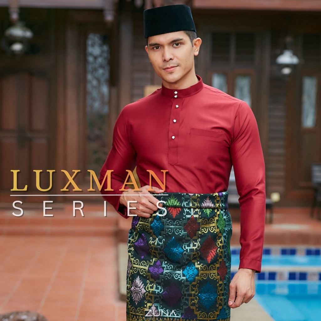 MAROON LUXMAN series Baju Melayu (Cek Musang) ผ้าฝ้ายญี่ปุ่นพรีเมี่ยม