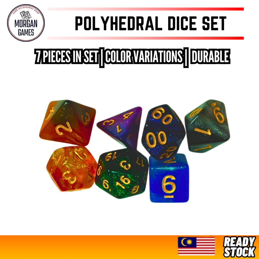 【Morgan Games】[Ready Stock] Dual-color Series 7PCS Polyhedral Dice Set for RPG GAMES - D&D TRPG