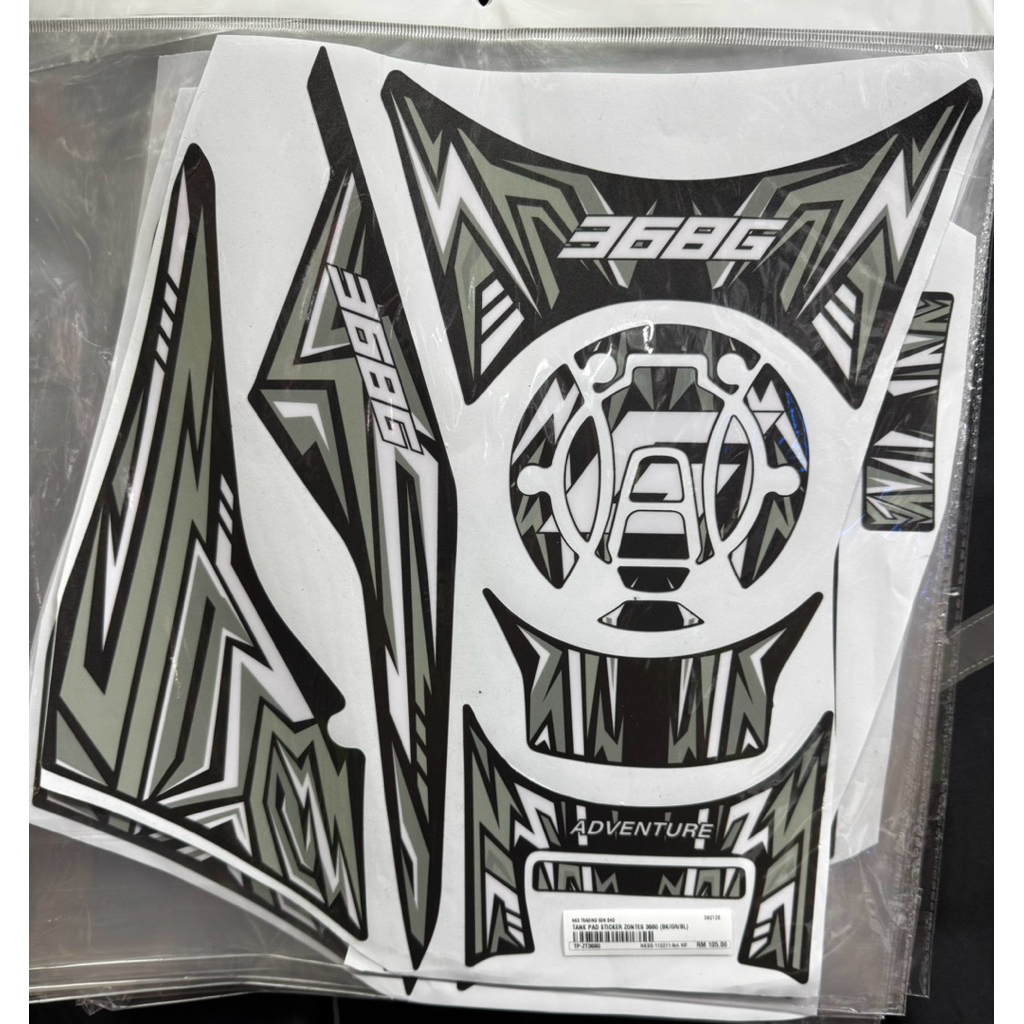 ZONTES 368G TANK PAD STICKER (สีเทา / น้ําเงิน / ดํา )