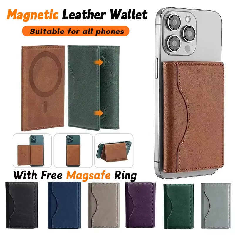 Trifold Magsafe Pu Leather Wallet Stand Card Holder Magnetic Card Wallet Magsafe Wallet Case Compati
