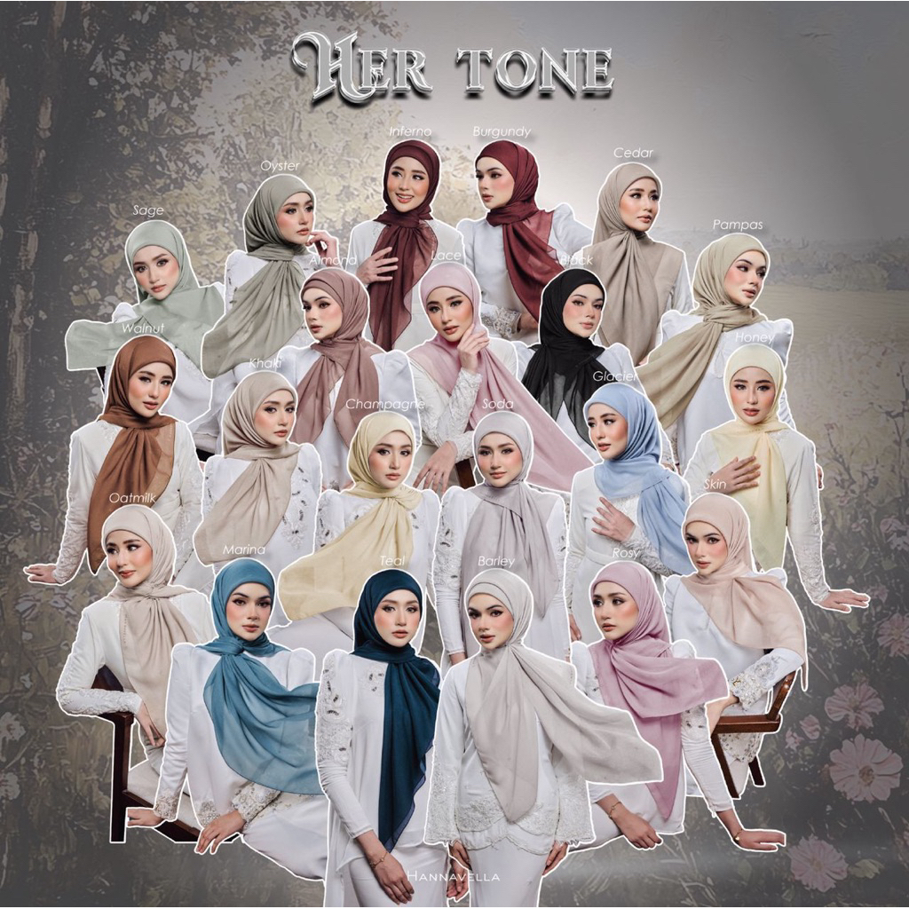 HNNVELLA THE DELILLA BLACK MUSE FLOWER & HER COLLECTION SHADE OF YOU ฮันนาวีELLA HIJAB BAWAL พิมพ์ B