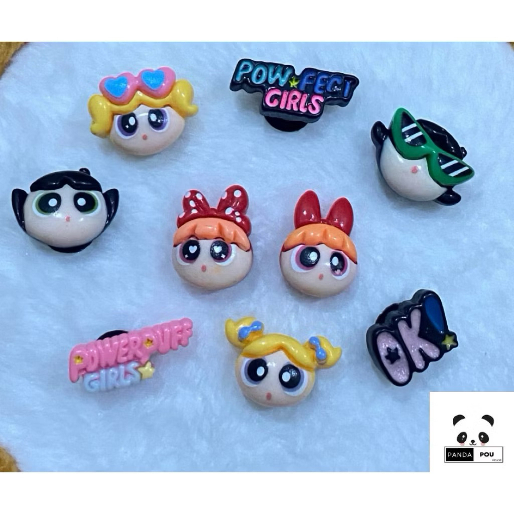 Charm diy clog crock รองเท้า kasut crock อุปกรณ์เสริม spongebob ซูเปอร์ฮีโร่พาวเวอร์พัฟสาว