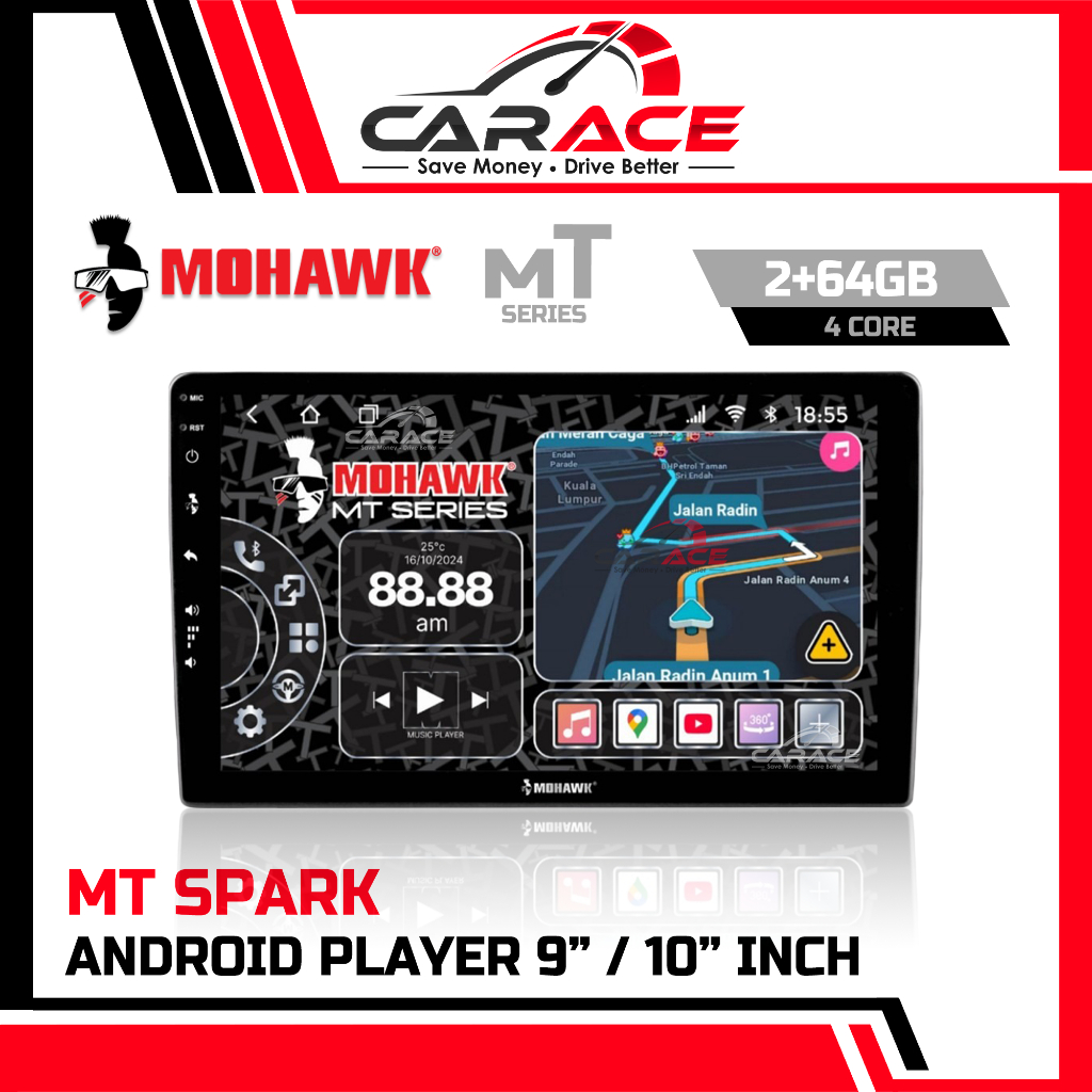 Mohawk MT Series 2+64GB 4+64GB Spark Pulse One Edition รถ Android Player PNP ไร้สาย Apple CarPlay An