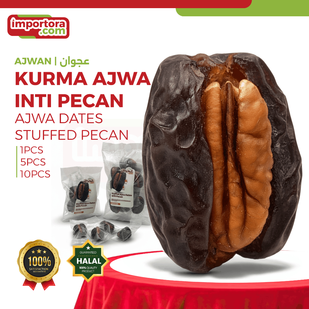 Kurma disumbat dengan kacang pecan Premium | Ajwa Dates Stuffed with Pecan Saudi | تمر محشو بالبيكان