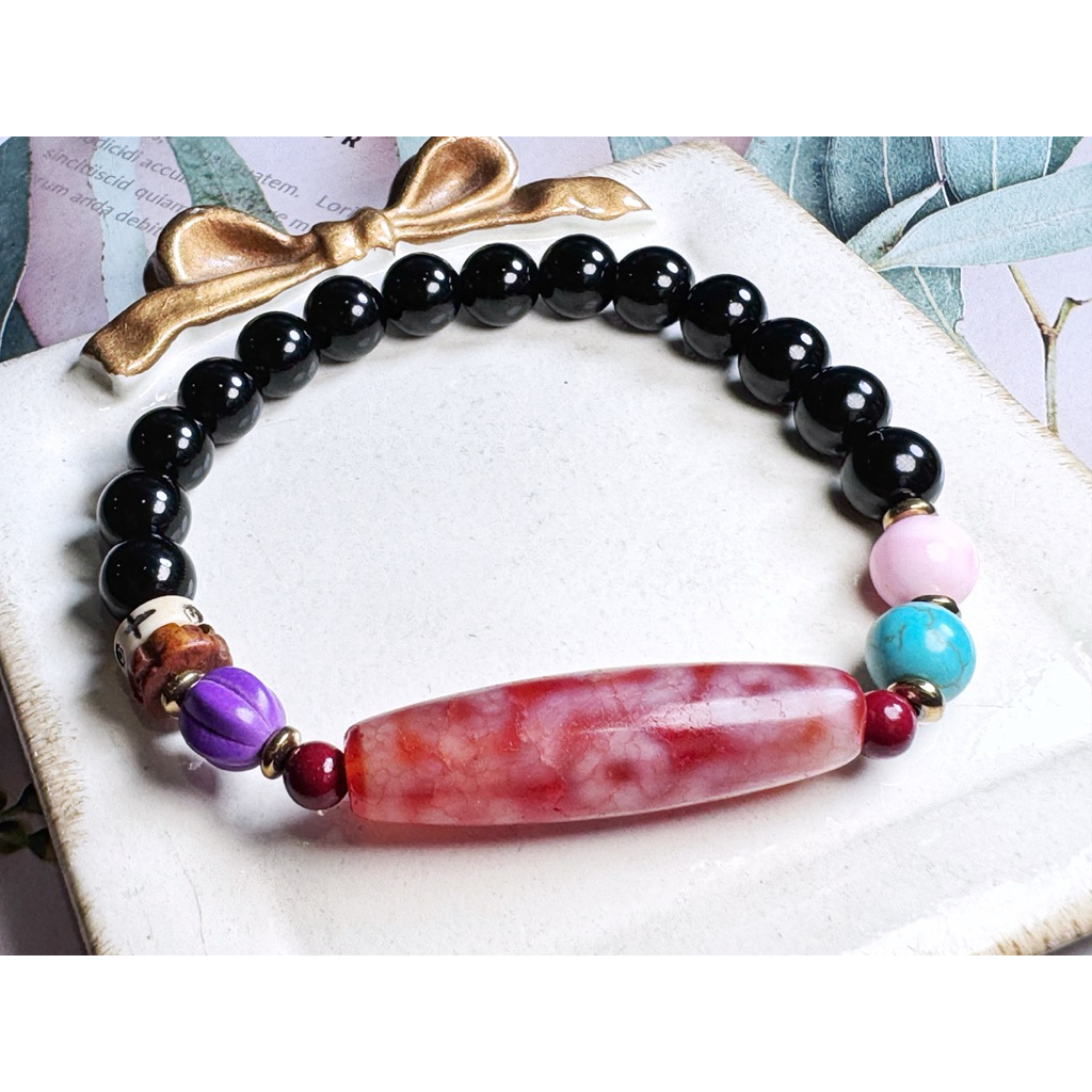 ลูกปัด Dzi ทิเบต Nine Eyed Dzi ลูกปัดทิเบตเก่า Mine Carnelian Nine Eyed Dzi ลูกปัด 37.8 x10.8 มม.