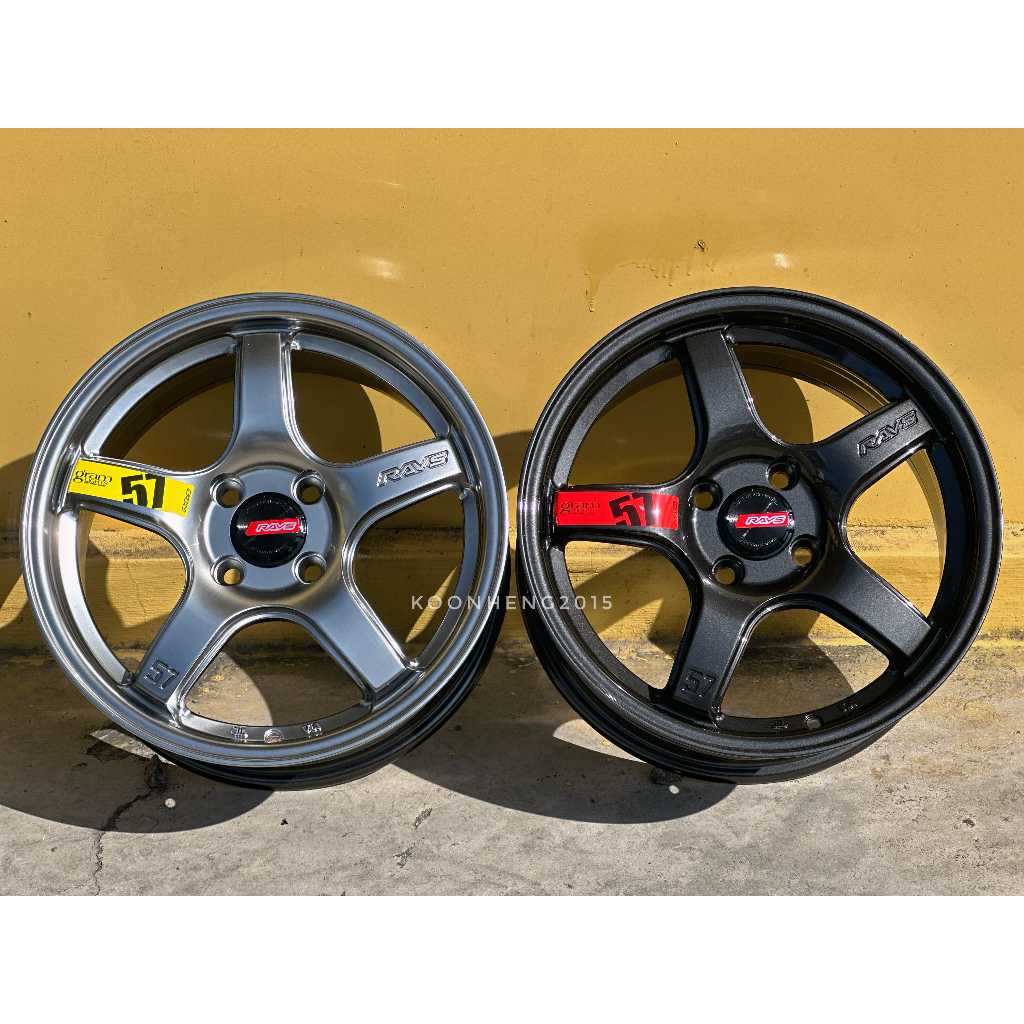 รถใหม่ Sport Rim Flow Forming RAYS GRAM LIGHT 57CR ล้อ 15x6.5J 4x100 ET40 Dark Gun Metal & Hyper Bla