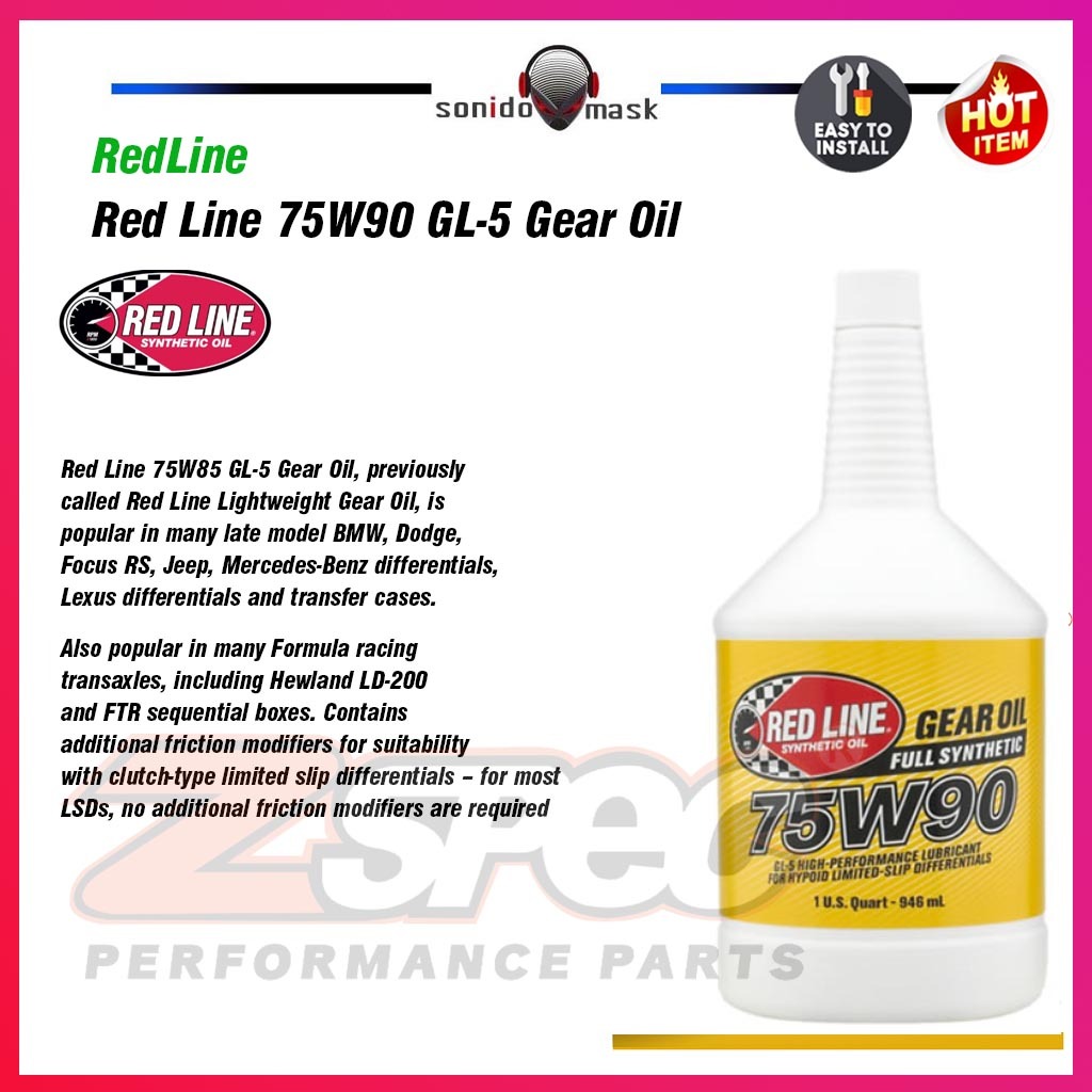 Redline Red Line 75W90 GL-5 Differentials LSD Gear Oil 946ML