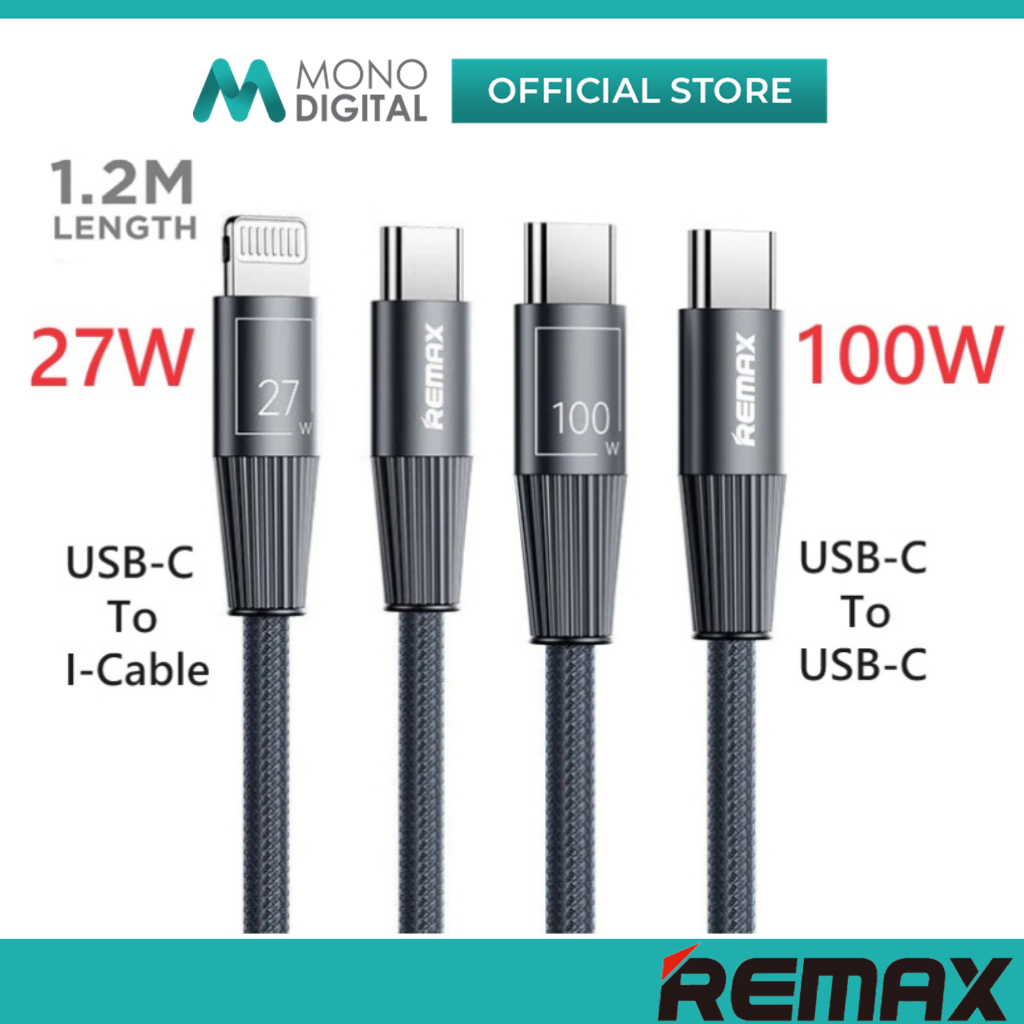 REMAX INFINITY SERIES RC-C106 USB C TO USB C (100W)/ RC-C107 สาย USB C TO I (27W) สายชาร์จ 1.2M BLUE