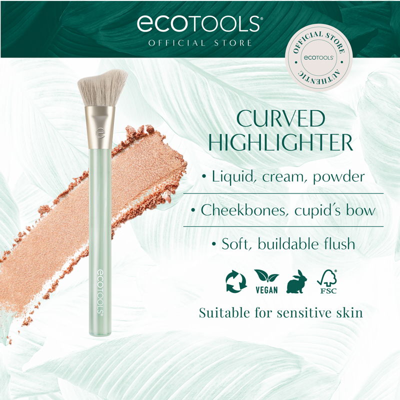 EcoTools Sea Gems แปรงแต่งหน้าไฮไลท์โค้ง (ครีม ของเหลว แป้งไฮไลท์)
