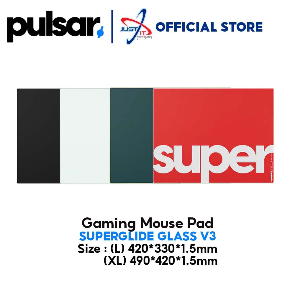 PULSAR SUPERGLIDE GLASS V3 GAMING MOUSE PAD - L / XL SIZE - สีดํา / ขาว / เขียว / แดง