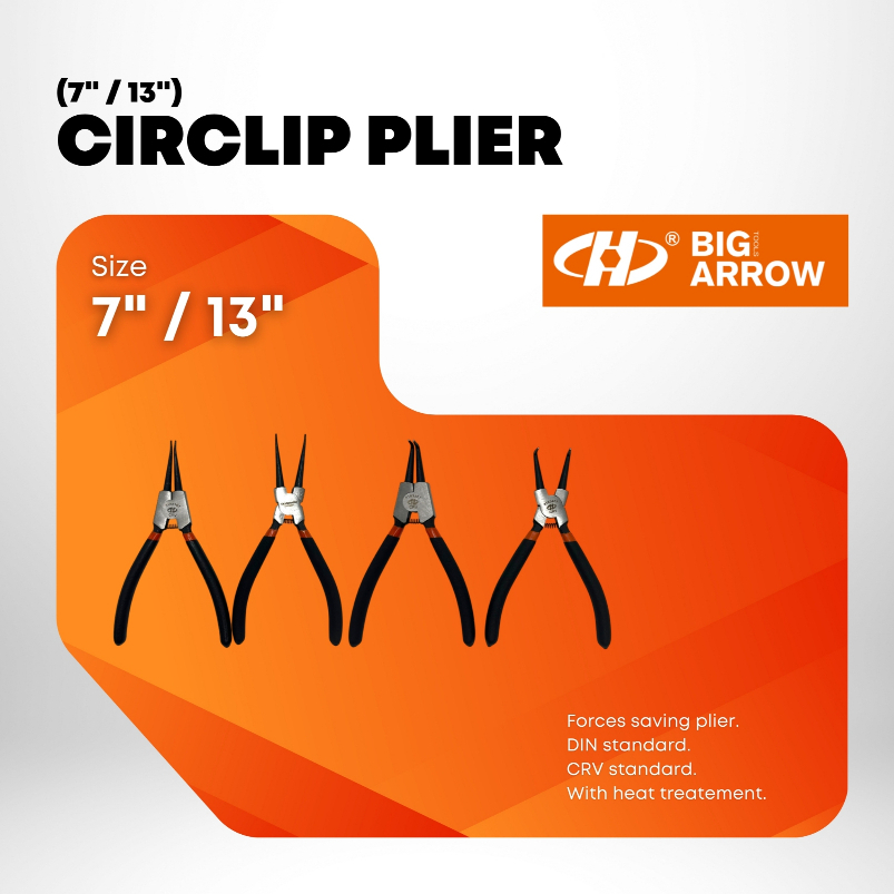 BIG ARROW คีมแหวนล็อคสลัก 7"/13" CR-V คีมสําหรับงานหนัก International DIN Standard