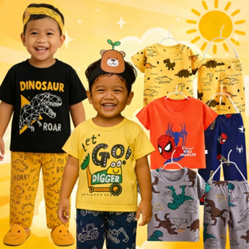 Baju Tidur ผู้ชายชุดแขนสั้นยาวชุดนอน Kanak Pyjama เด็กชุดนอนเด็กเสื้อผ้าชุดนอน Bayi