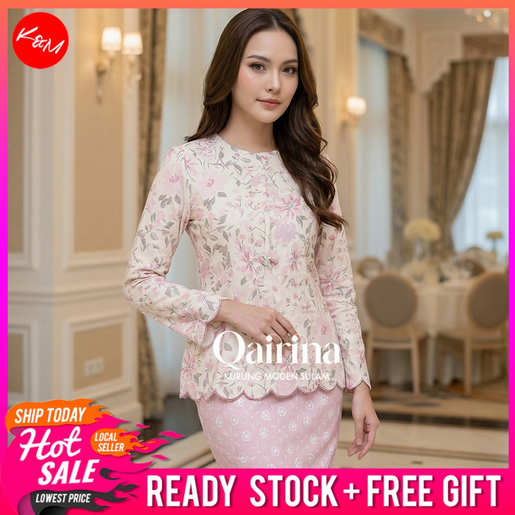 KM Qairina Baju Kurung Modern Floral พิมพ์ลาย Sulam [K26610]