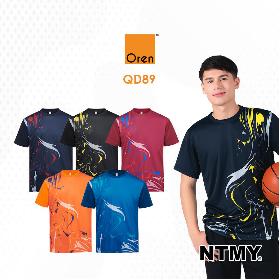 QD89 กีฬา Oren แห้งเร็ว R.คอ Unisex ระเหิด Mini ตาไก่เสื้อโปโล Microfibre 150g/m NTMY