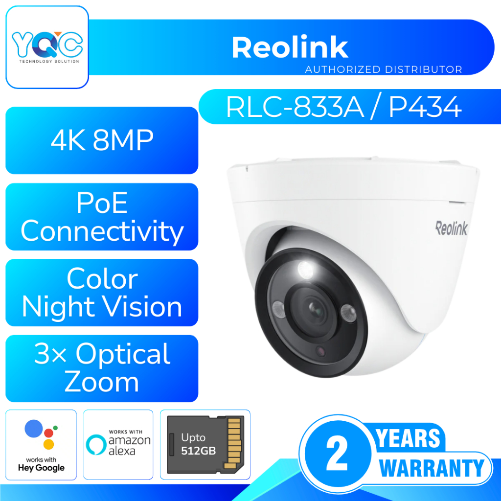 REOLINK RLC-833A P434 4K Security Camera Outdoor 3X Optical Zoom, Two-Way Talk, Color Night Vision, 