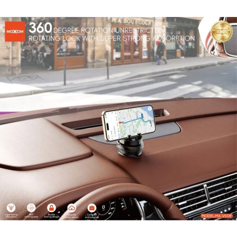 MOXOM MX-VS139 360DEGREE ROTATION ROTATION LOCK พร้อมการปรับที่มั่นรถ DESKTOP PHONE HOLDER