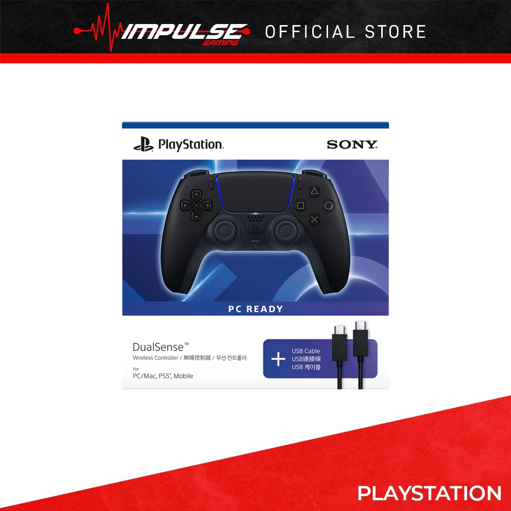 PS5 Sony PlayStation 5 DualSense Wireless Controller สําหรับพีซี - สีดํามิดไนท์แบล็ค