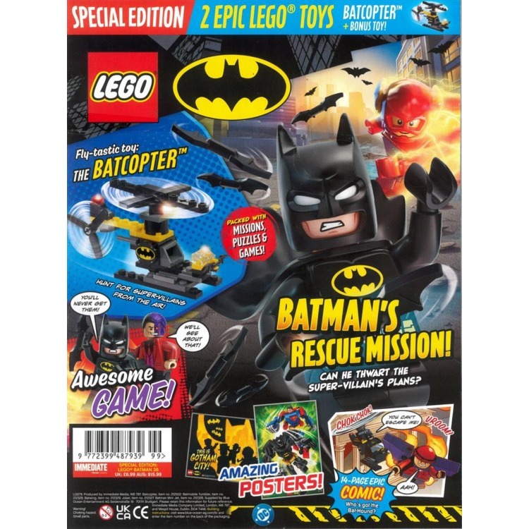 LitraBrixLEGO SPECIAL EDITION นิตยสาร (UK Edition, BATMAN 38; มี.ค.) + ฟรีของเล่นเลโก้ 2x