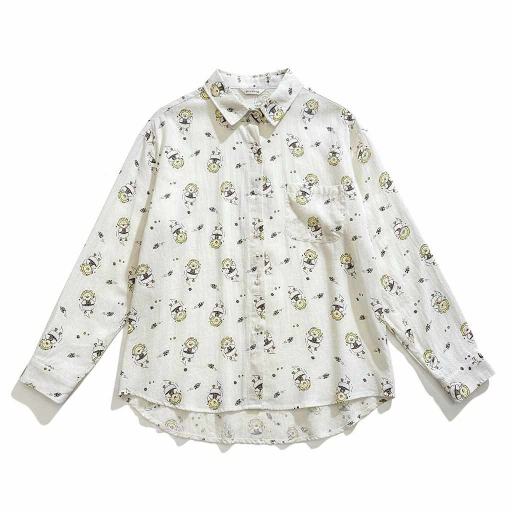 CLM เสื้อเชิ้ตผ้าลินินคอปกแขนยาว