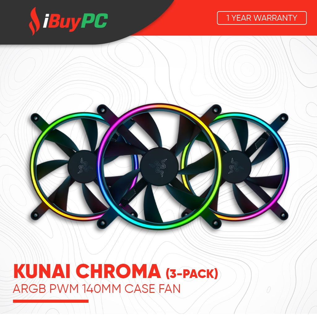 RAZER Kunai Chroma 140MM ARGB ไฮดรอลิก PWM FAN Case Fan Triple Pack